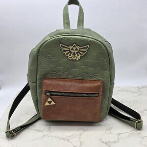 Legend of Zelda Backpack Bioworld Triforce Hyrule Logo Faux Leather Bag Gaming